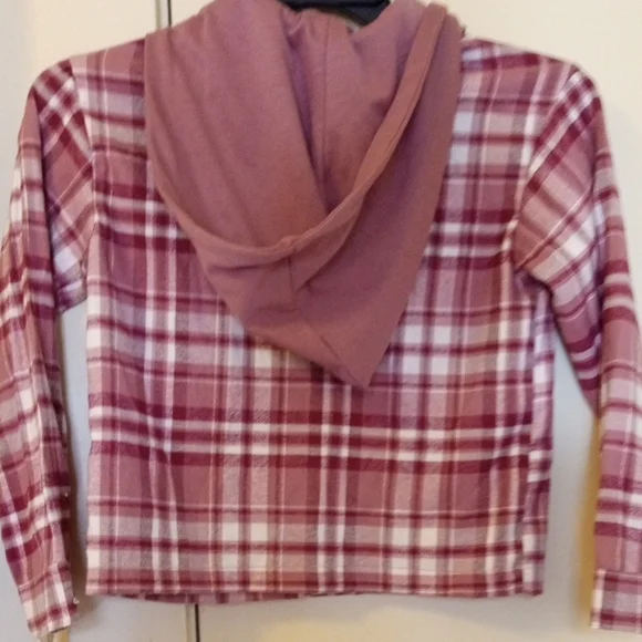 Brand New BEAUTEES Plaid Jacket Shirt with Removable Hood - Picture 3 of 4